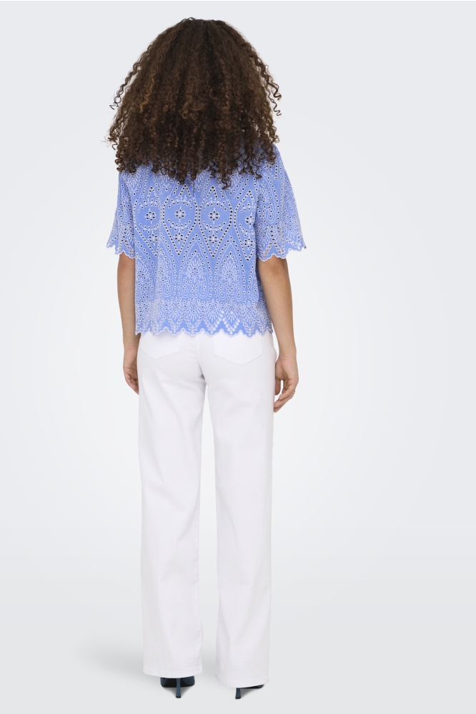 ONLNYLA TULUM EMB SS TOP WVN 15343163 BLUE BONNET